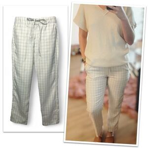 C by One Light Plaid High Waisted Drawstring Cropped Ankle Pants